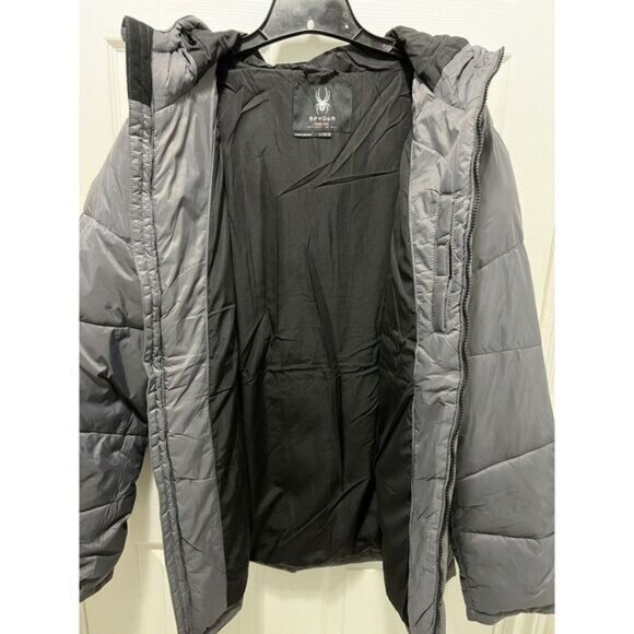 Spyder Mens Size LargePolar Gray  Puffy Winter jacket With‎ Hood - Picture 3 of 7
